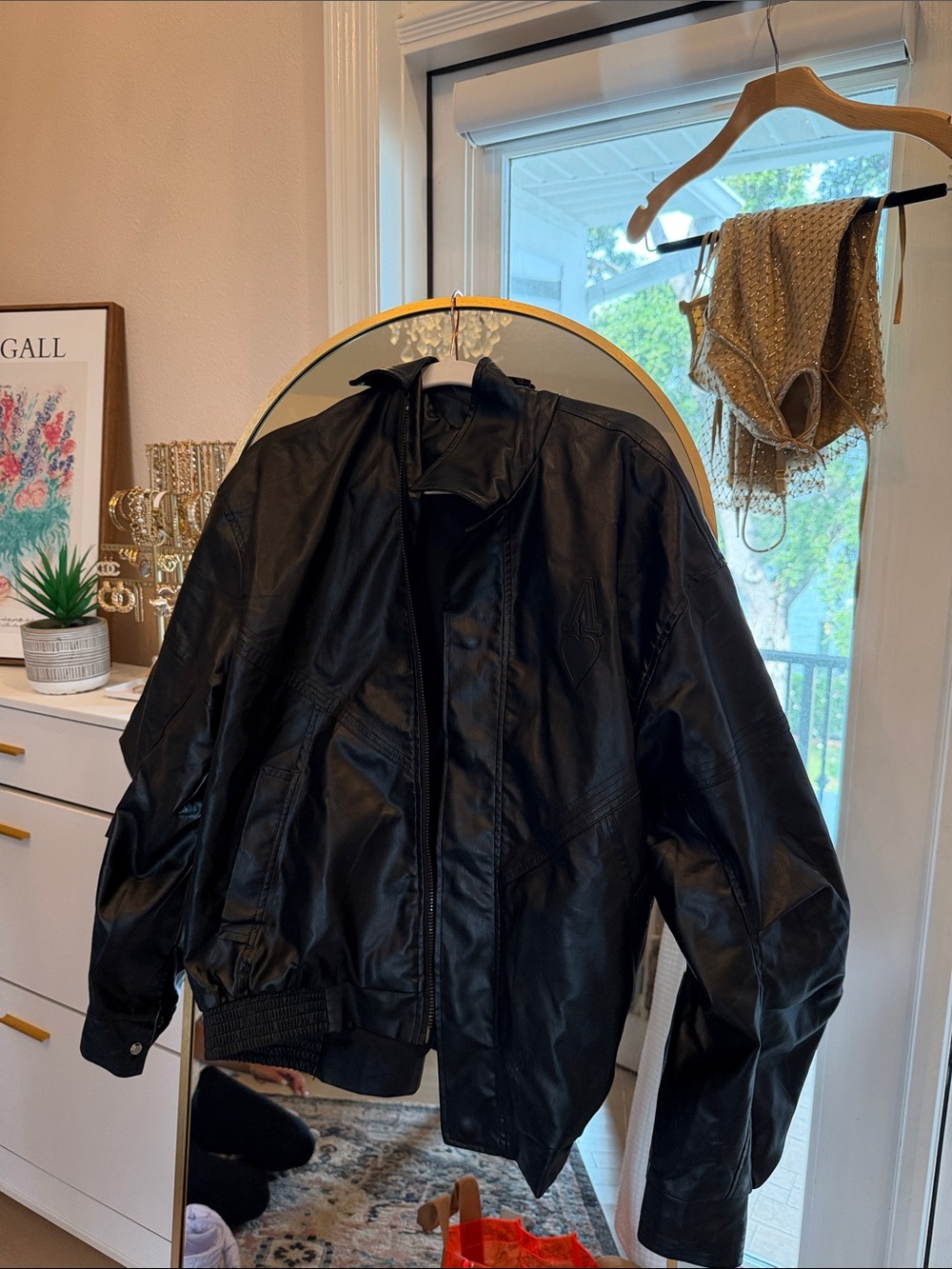 Aelfric Eden Black Leather Bomber Jacket